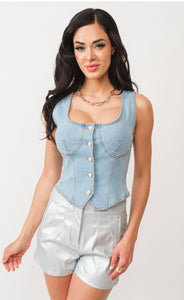 Perla Denim Corset Top