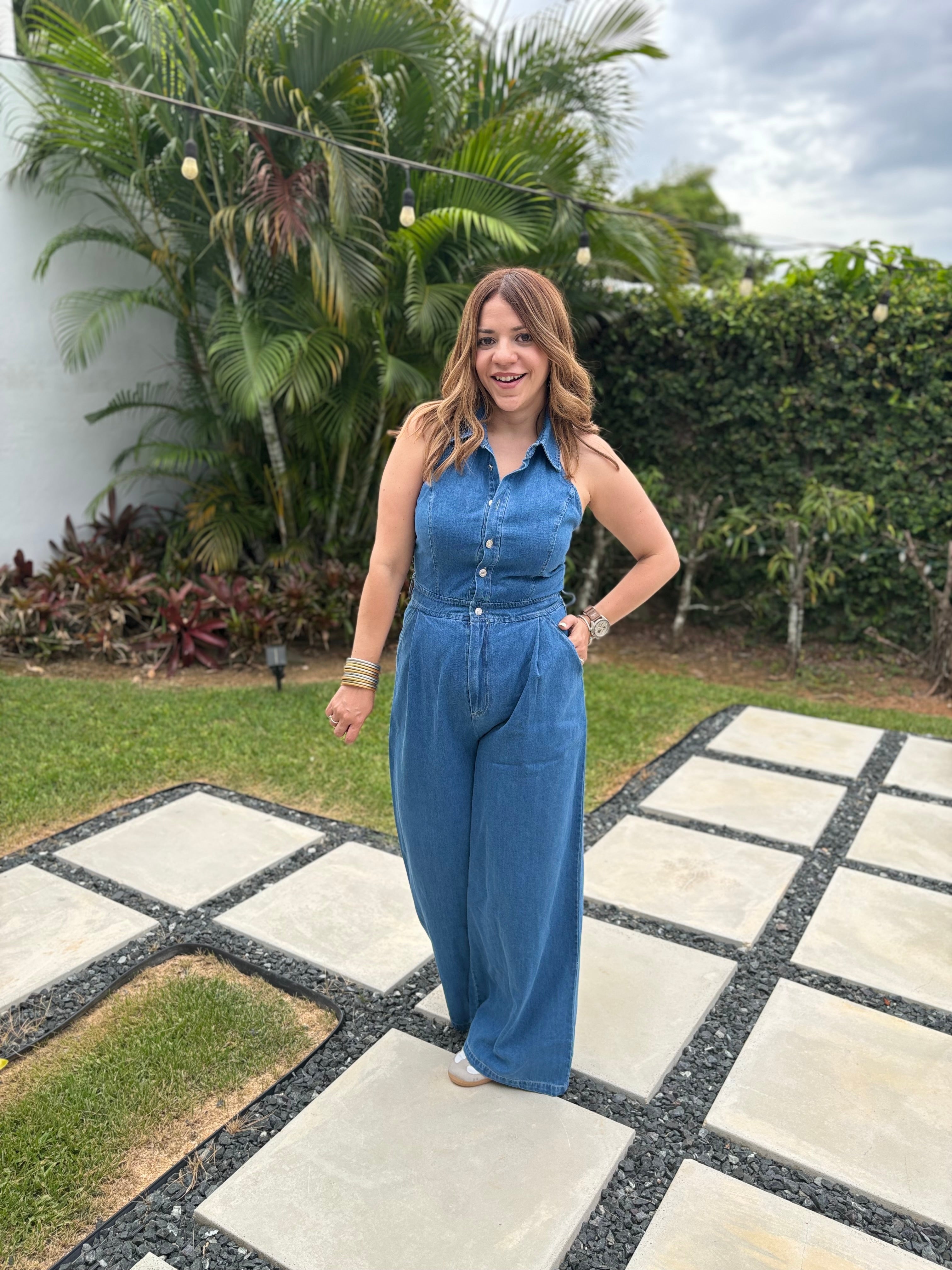 Clau Halter Denim Jumpsuit