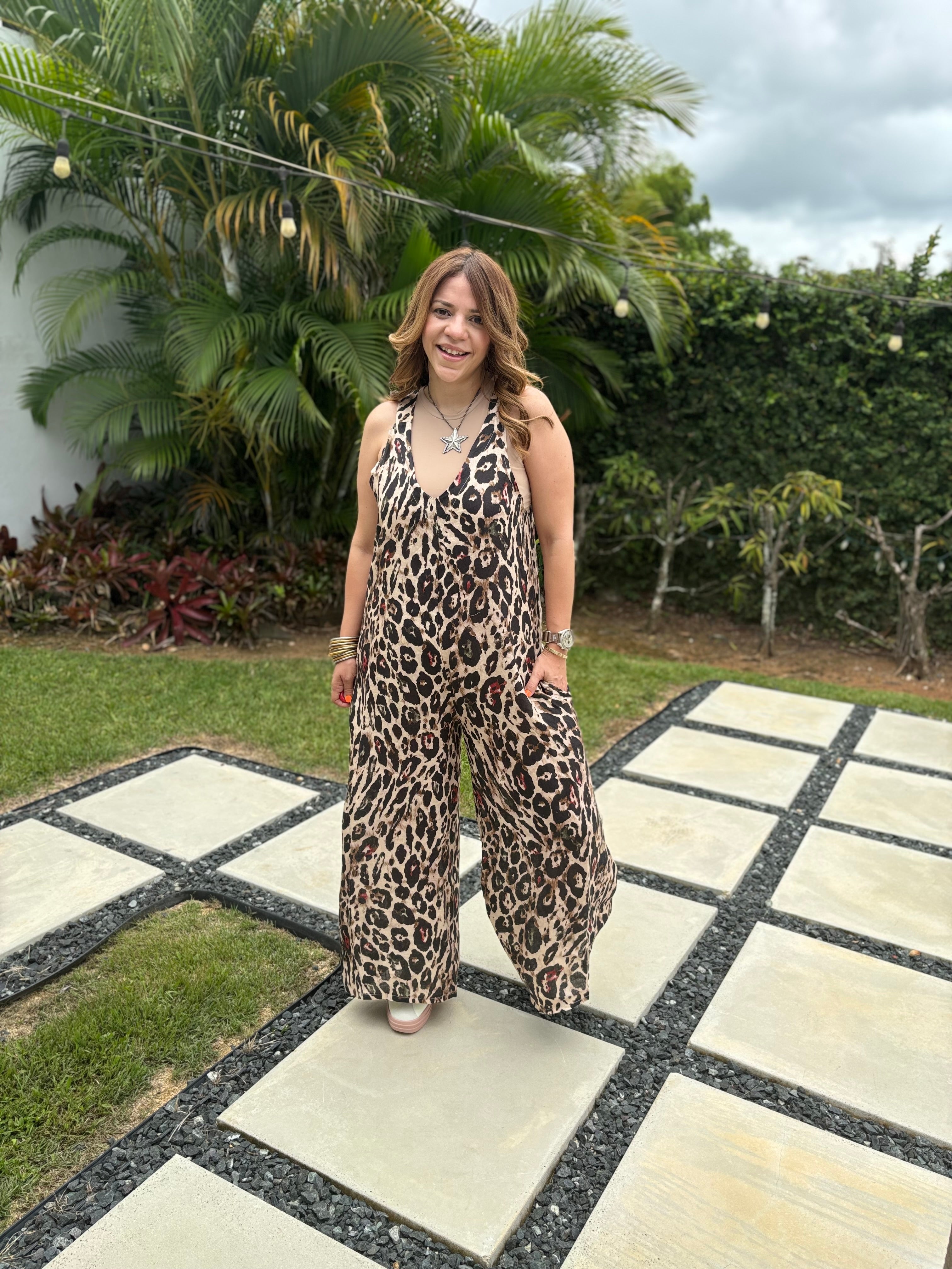 Leopard 🐆 Linen Jumpsuit