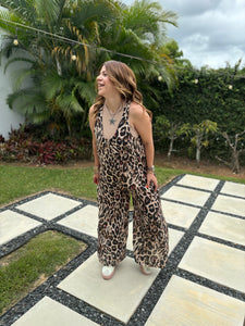 Leopard 🐆 Linen Jumpsuit