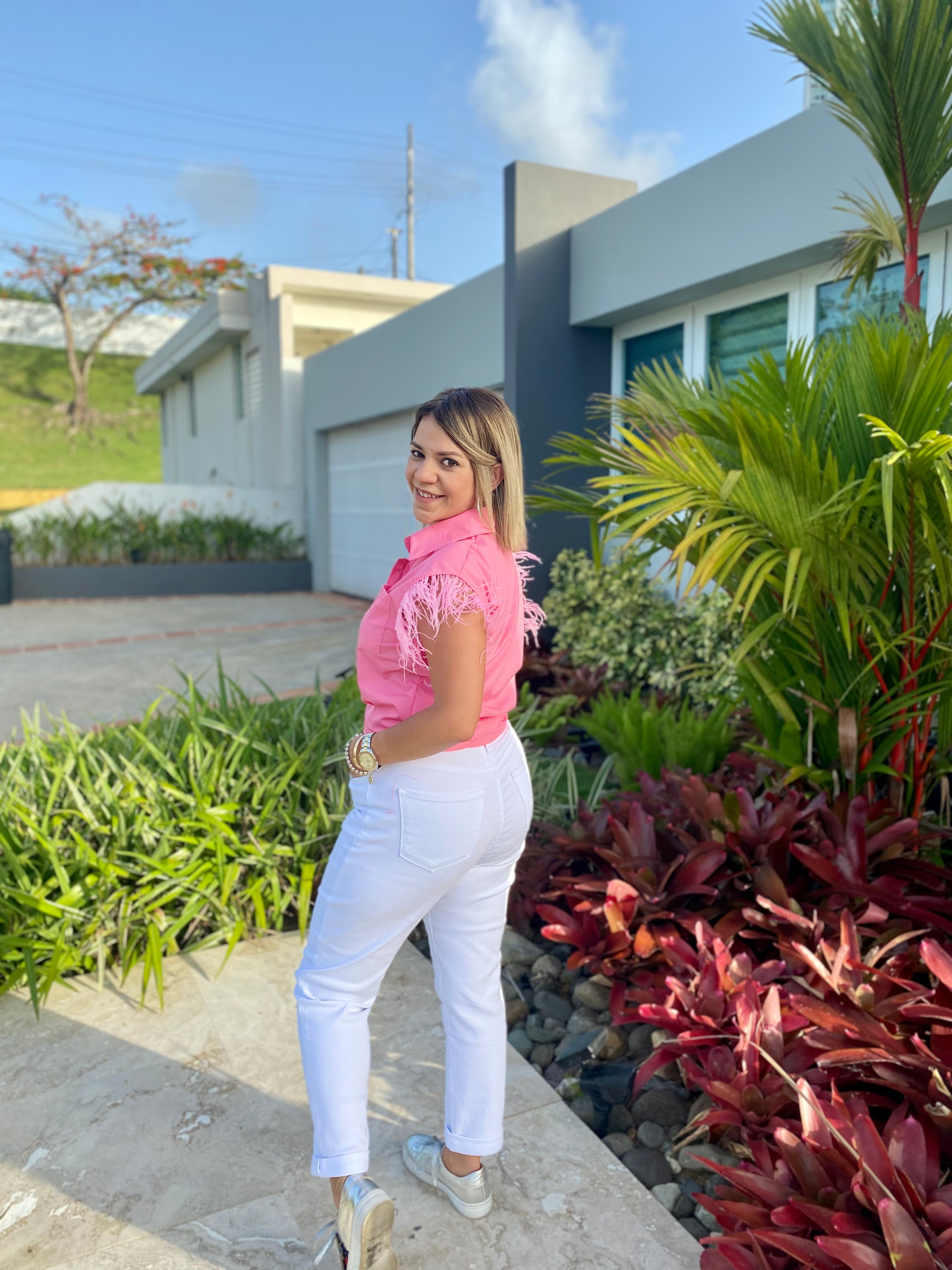 Pink Feathers Top