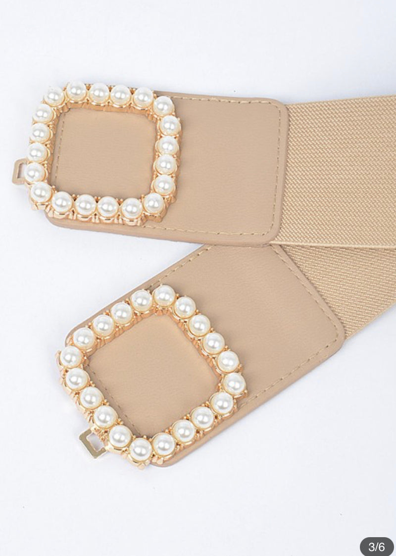 Pearl Buckle Eslastic Belt